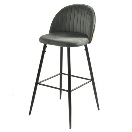 Taburete PALM GREY, metal, tapizado velvet gris con trasera palm-1