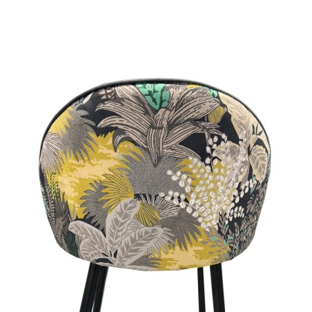 Taburete PALM GREY, metal, tapizado velvet gris con trasera palm-2
