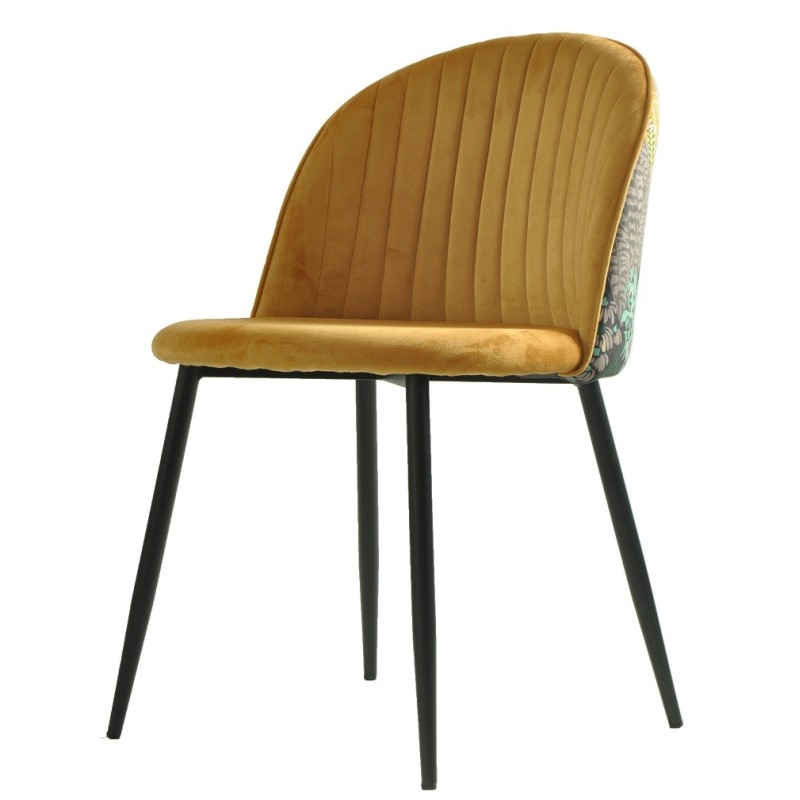 Silla PALM YELLOW, metal, tapizado velvet amarillo con trasera palm-0