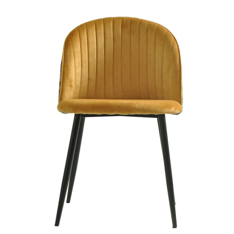 Silla PALM YELLOW, metal, tapizado velvet amarillo con trasera palm-2