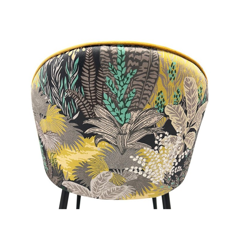 Silla PALM YELLOW, metal, tapizado velvet amarillo con trasera palm-3