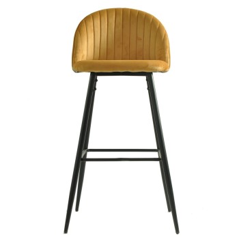 Taburete PALM YELLOW, metal, tapizado velvet amarillo con trasera palm 2