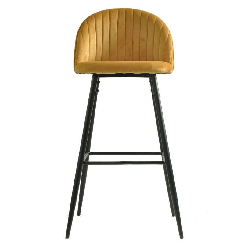 Taburete PALM YELLOW, metal, tapizado velvet amarillo con trasera palm-0