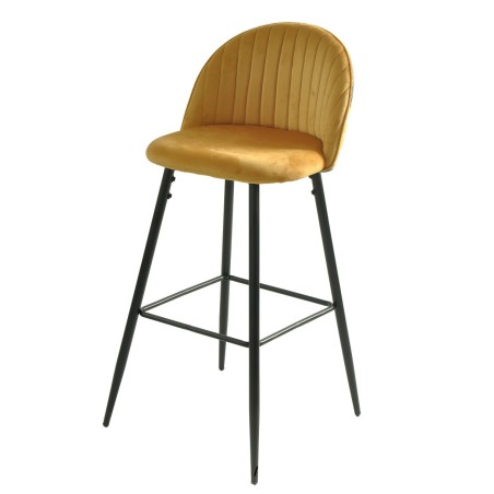 Taburete PALM YELLOW, metal, tapizado velvet amarillo con trasera palm-1
