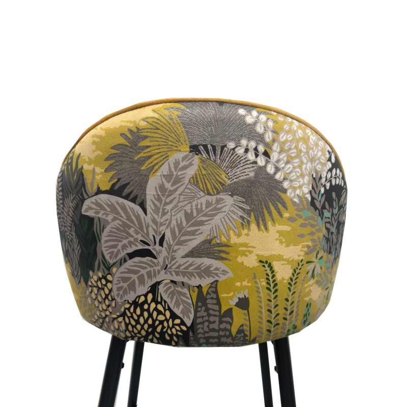 Taburete PALM YELLOW, metal, tapizado velvet amarillo con trasera palm-2