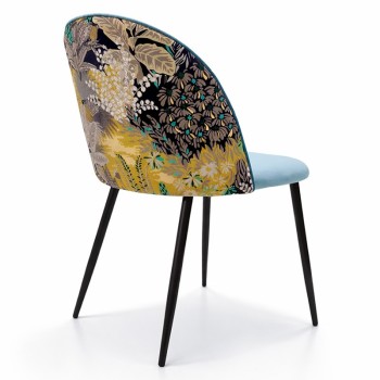 Silla PALM SKY BLUE, metal, tapizado velvet azul con trasera palm 2