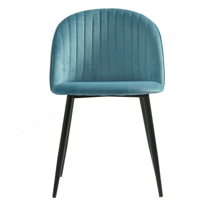 Silla PALM SKY BLUE, metal, tapizado velvet azul con trasera palm-2