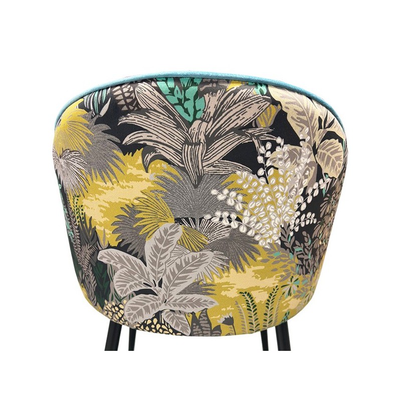 Silla PALM SKY BLUE, metal, tapizado velvet azul con trasera palm-4