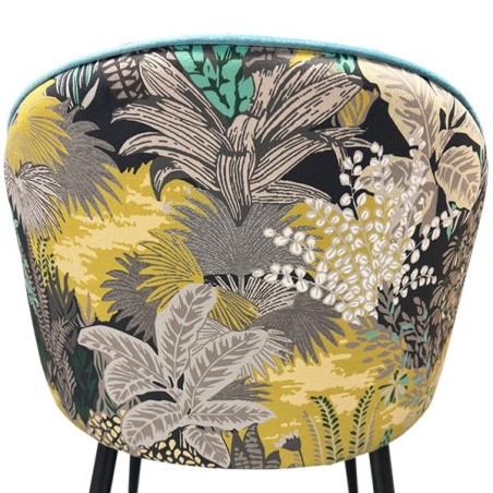 Silla PALM SKY BLUE, metal, tapizado velvet azul con trasera palm-4