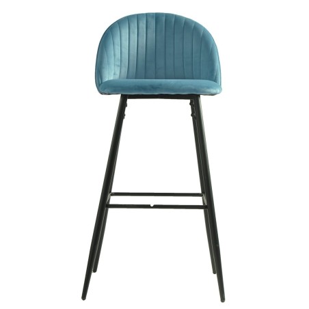 Taburete PALM SKY BLUE, metal, tapizado velvet azul con trasera palm-1