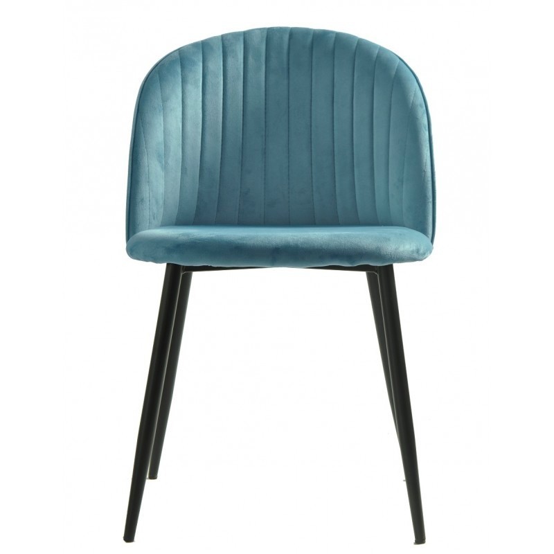 Silla CARNAVAL SKY BLUE, metal, tapizado velvet azul con trasera carnaval-1