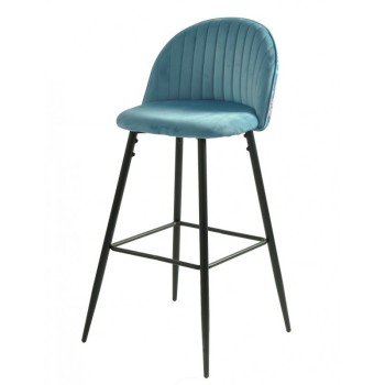 Taburete CARNAVAL SKY BLUE, metal, tapizado velvet azul con trasera carnaval 2