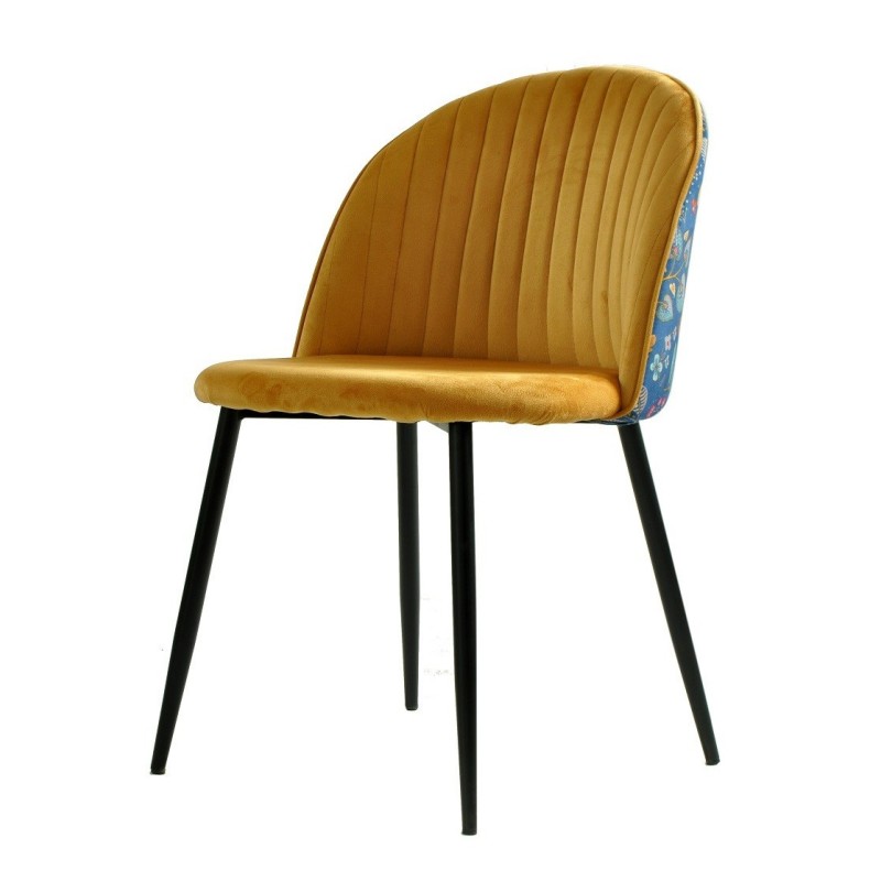 Silla CARNAVAL YELLOW, metal, tapizado velvet amarillo con trasera carnaval-0