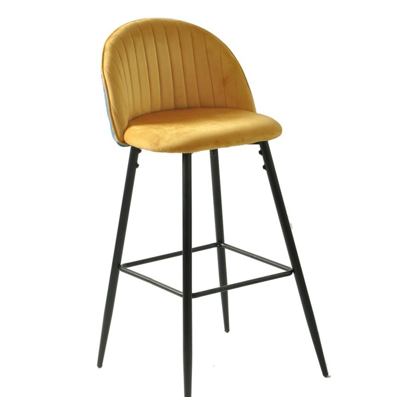Taburete CARNAVAL YELLOW, metal, tapizado velvet amarillo con trasera carnaval-1