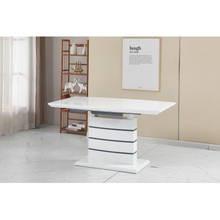 Mesa CHAMBERY, extensible, lacada blanca, 140 ~ 180 x 80 cms-0