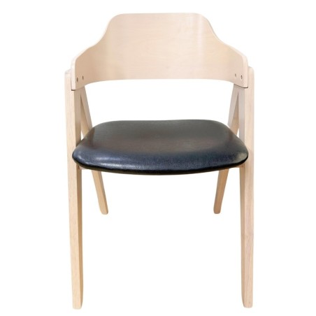 Sillón JARSY, madera de hevea, natural, similpiel negra