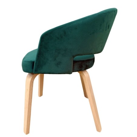 Sillón VISEU, contrachapado de madera de hevea, natural, velvet verde oscuro-1