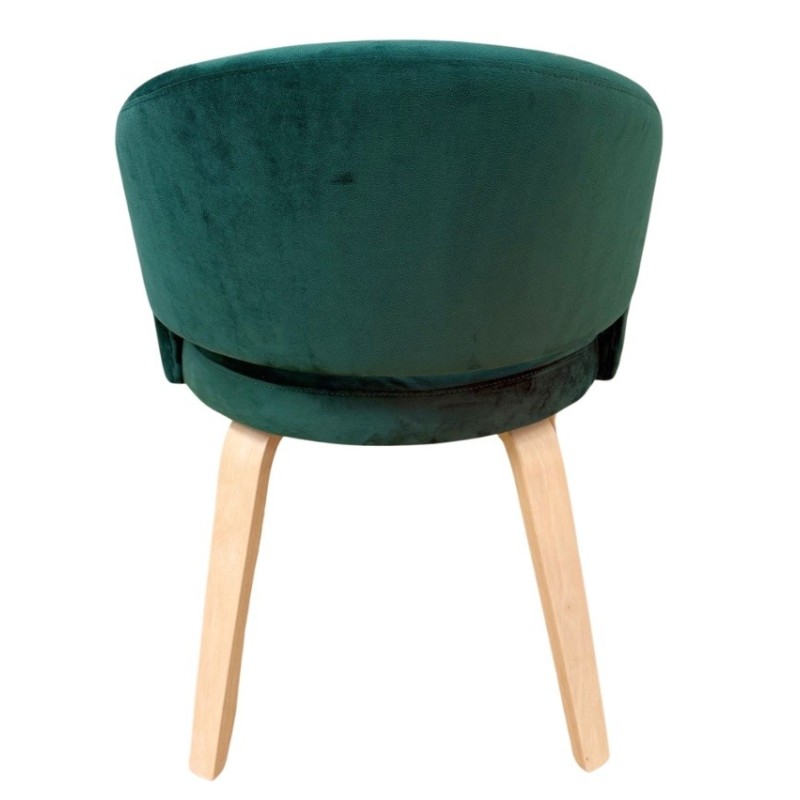 Sillón VISEU, contrachapado de madera de hevea, natural, velvet verde oscuro-2