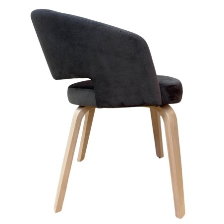 Sillón VISEU, contrachapado de madera de hevea, natural, velvet gris oscuro-1