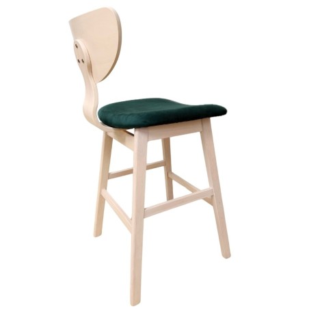 Taburete DUBLIN, madera de hevea, natural, velvet verde oscuro-3