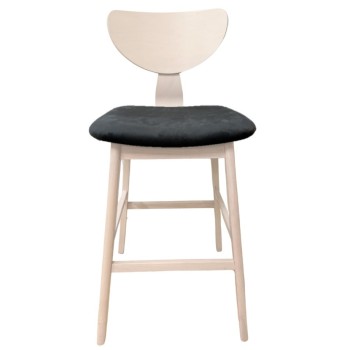 Taburete DUBLIN, madera de hevea, natural, velvet gris oscuro 2