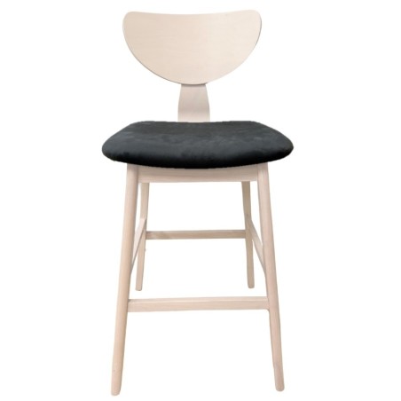 Taburete DUBLIN, madera de hevea, natural, velvet gris oscuro-0