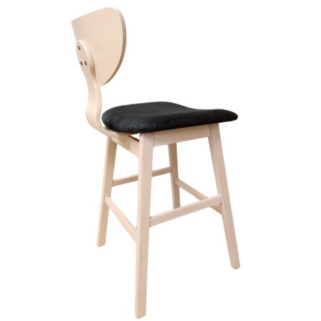 Taburete DUBLIN, madera de hevea, natural, velvet gris oscuro-3