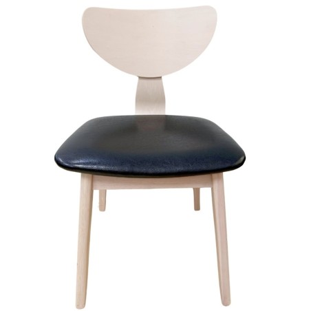 Silla DUBLIN, contrachapado de madera de hevea, natural, similpiel negra-0