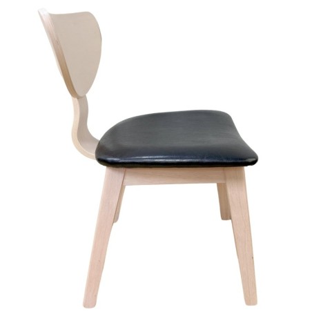 Silla DUBLIN, contrachapado de madera de hevea, natural, similpiel negra-1