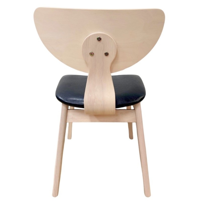 Silla DUBLIN, contrachapado de madera de hevea, natural, similpiel negra-3