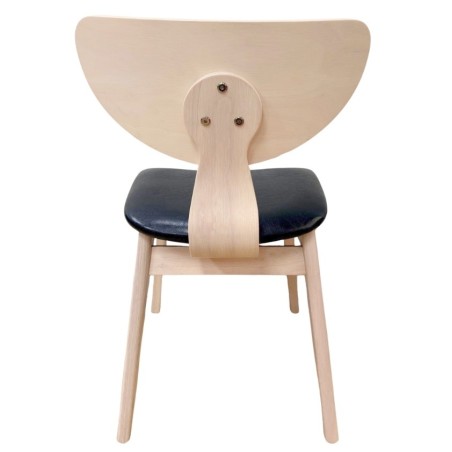 Silla DUBLIN, contrachapado de madera de hevea, natural, similpiel negra-3