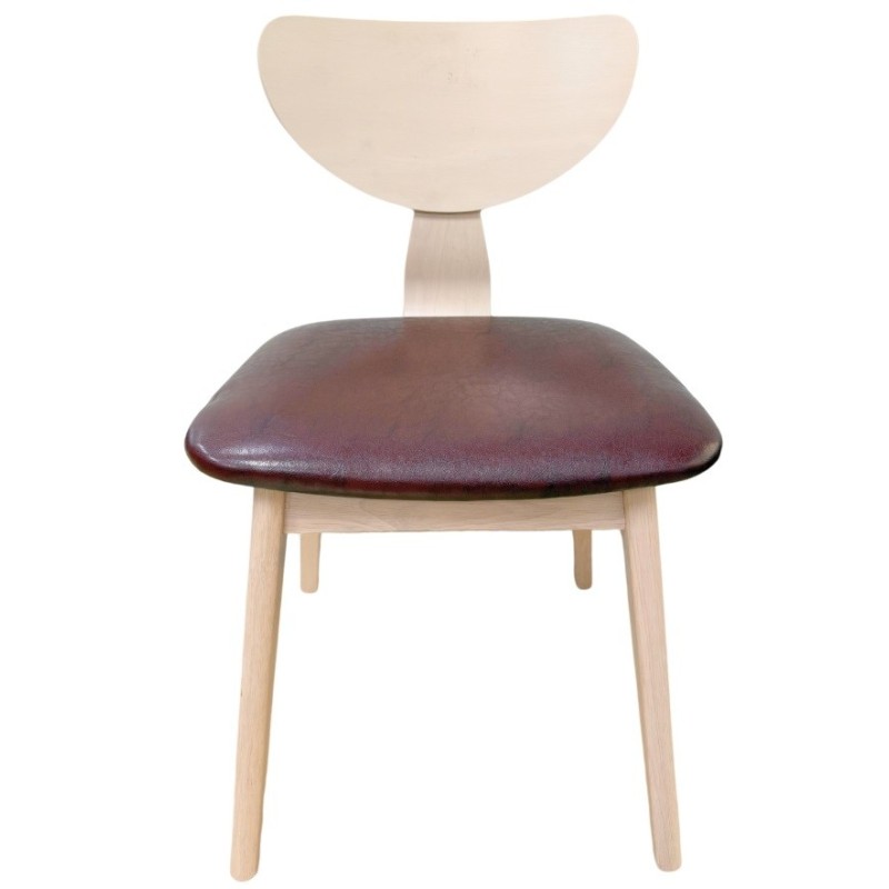 Silla DUBLIN, contrachapado de madera de hevea, natural, similpiel marrón-0