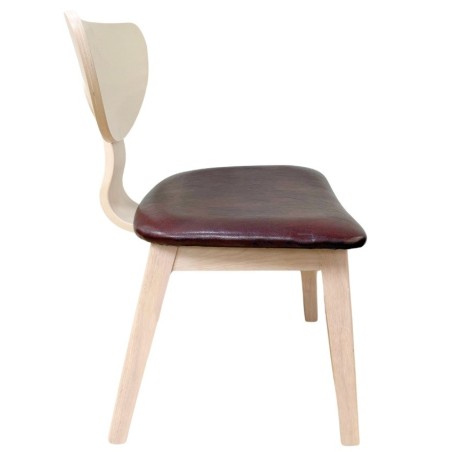 Silla DUBLIN, contrachapado de madera de hevea, natural, similpiel marrón-1
