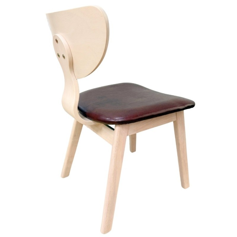 Silla DUBLIN, contrachapado de madera de hevea, natural, similpiel marrón-2