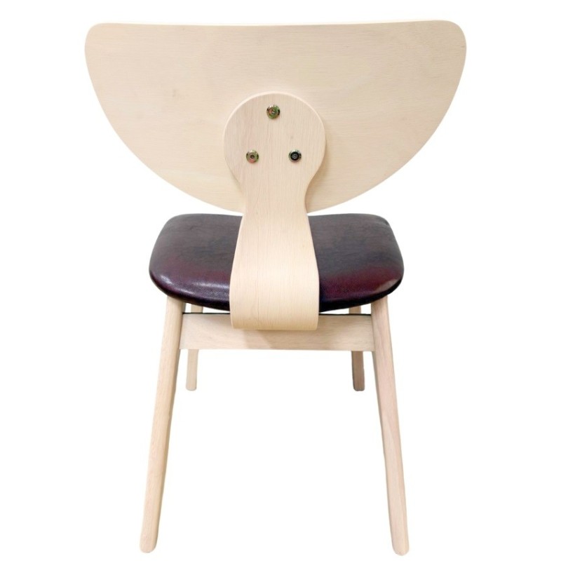 Silla DUBLIN, contrachapado de madera de hevea, natural, similpiel marrón-3