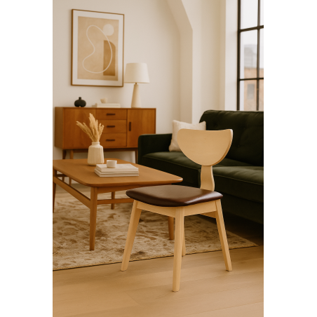 Silla DUBLIN, contrachapado de madera de hevea, natural, similpiel marrón-4