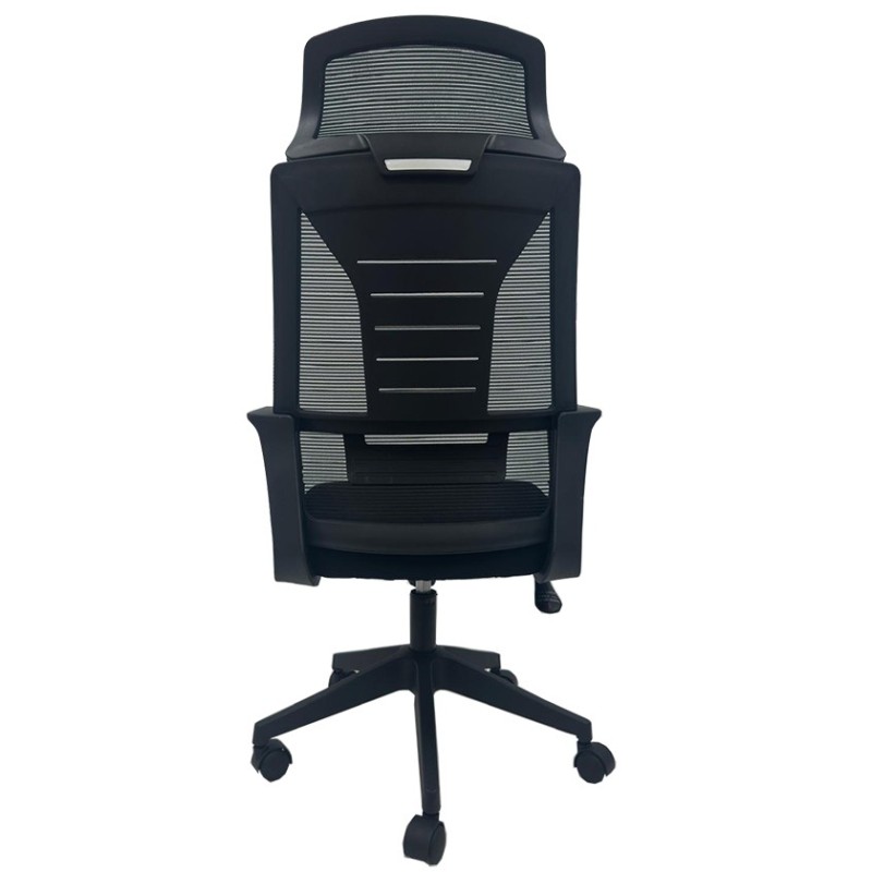 Sillón de oficina UTRECH, alto, negro, malla y tejido negro-1