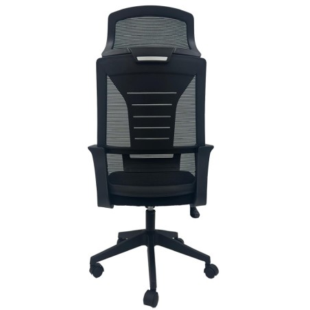 Sillón de oficina UTRECH, alto, negro, malla y tejido negro-1