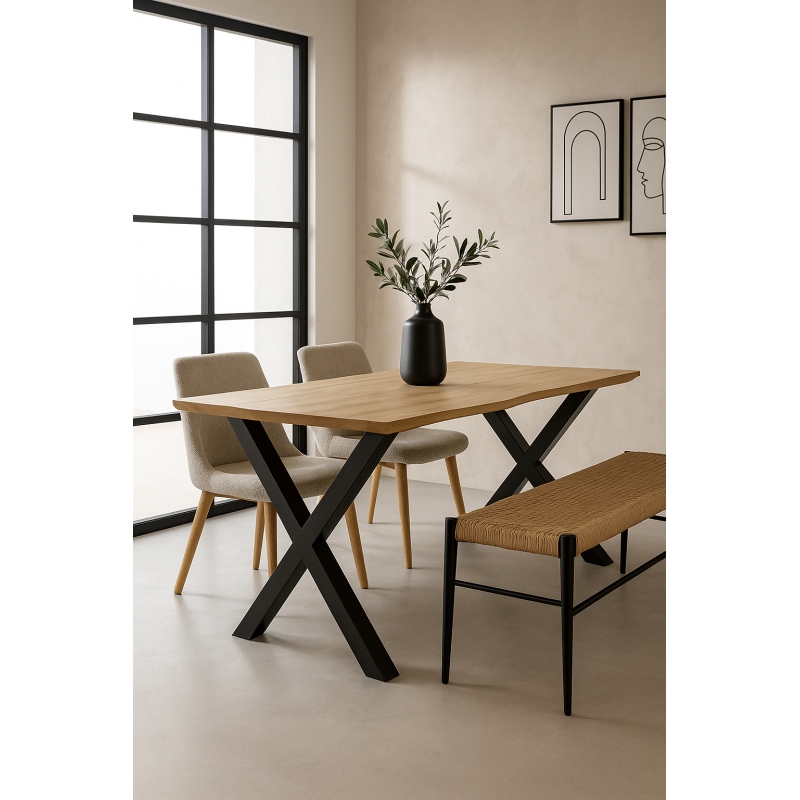 Mesa LERMA 160, metal, negro, tapa DM bilaminado 160 x 90 cms-3
