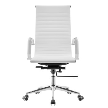 Sillón de oficina OLIVER, alto, regulación de altura, basculante profundo, similpiel blanca 2