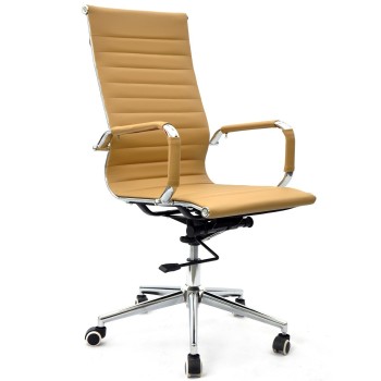 Sillón de oficina OLIVER, alto, regulación de altura, basculante profundo, similpiel marrón claro