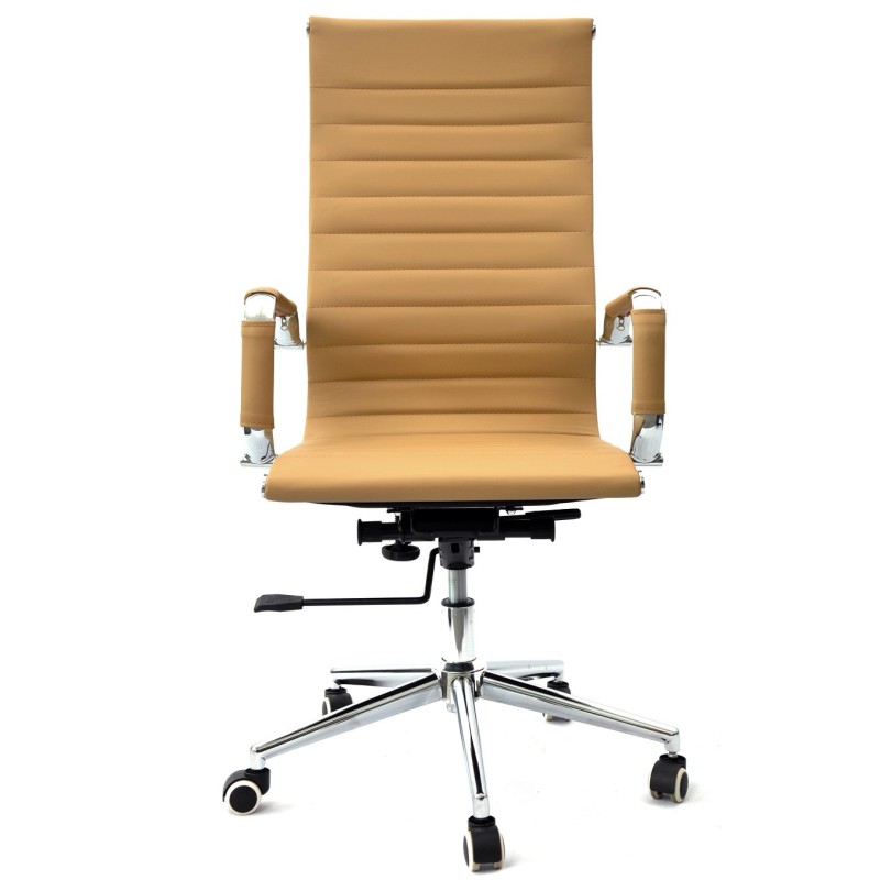 Sillón de oficina OLIVER, alto, regulación de altura, basculante profundo, similpiel marrón claro-0