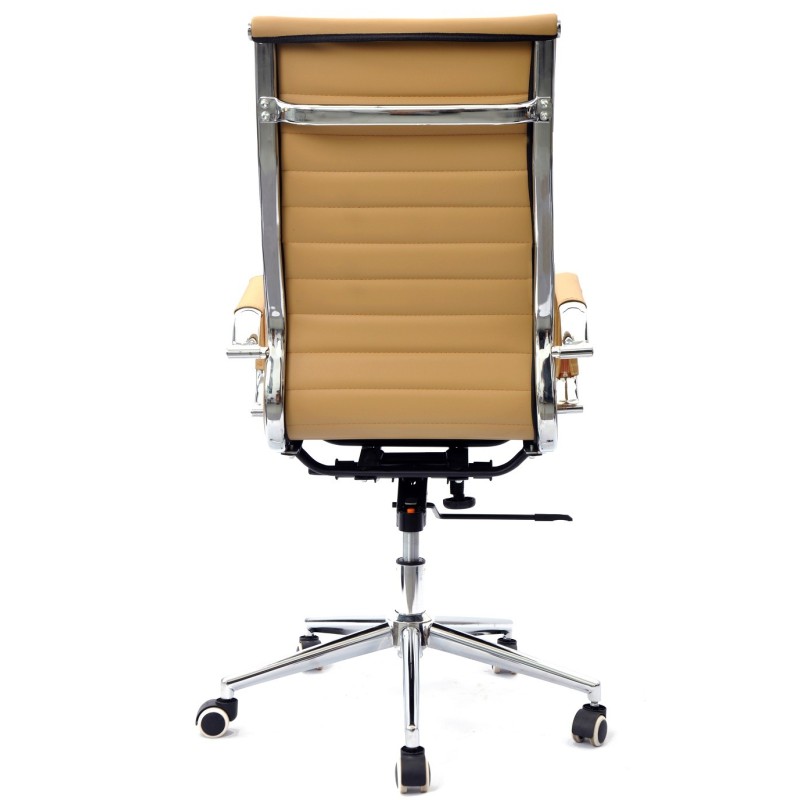 Sillón de oficina OLIVER, alto, regulación de altura, basculante profundo, similpiel marrón claro-1