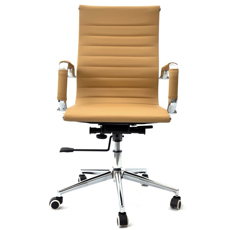 Sillón de oficina OLIVER, giratorio, regulación de altura, basculante profundo, similpiel marrón claro-0