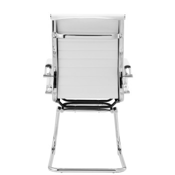 Sillón de oficina OLIVER, fijo de patín, cromado, similpiel blanca 2