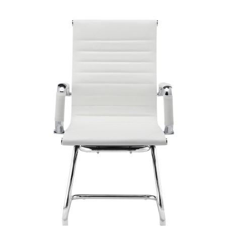 Sillón de oficina OLIVER, fijo de patín, cromado, similpiel blanca-1
