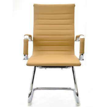 Sillón de oficina OLIVER, fijo de patín, cromado, similpiel marrón claro 2