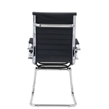 Sillón de oficina OLIVER, fijo de patín, cromado, similpiel negra 2