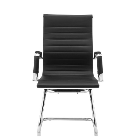 Sillón de oficina OLIVER, fijo de patín, cromado, similpiel negra-1