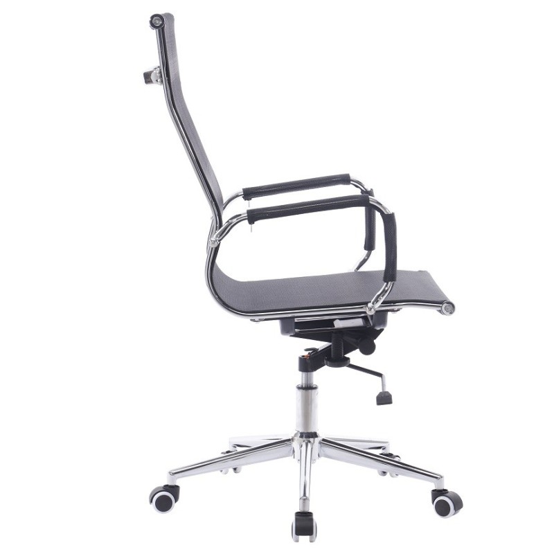 Sillón de oficina IGOR, alto, regulación de altura, basculante profundo, malla negra-1